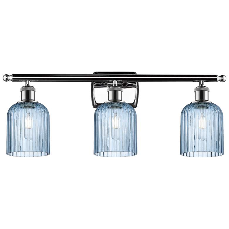 Image 1 Ballston Bridal Veil 3 Light 25" Bath Vanity Chrome Princess Blue Shade