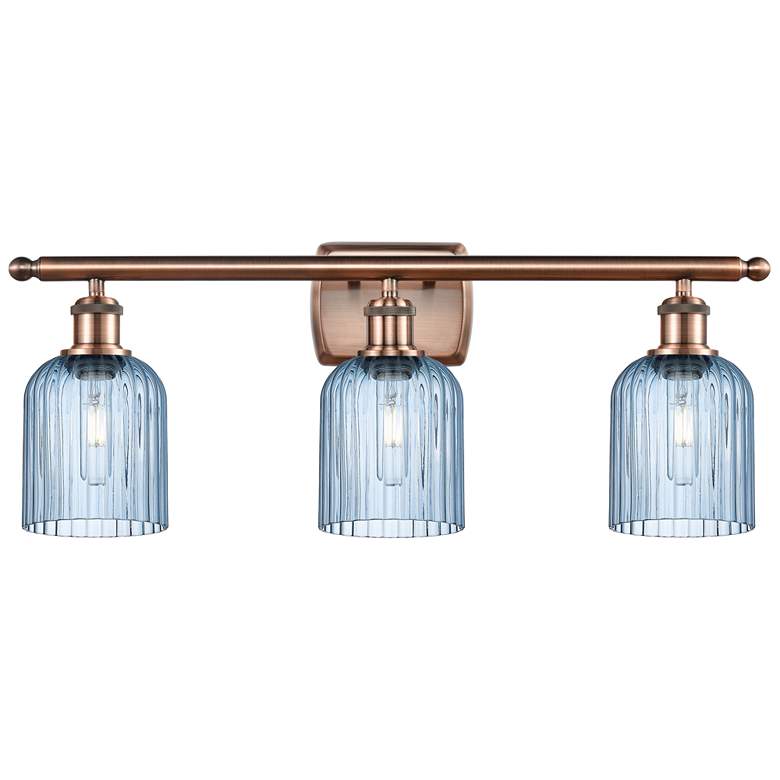 Image 1 Ballston Bridal Veil 3 Light 25" Bath Vanity Copper Princess Blue Shade