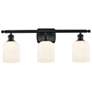 1_Ballston Bridal Veil 3 Light 25" Bath Vanity Matte Black Gloss White Shade