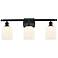 Ballston Bridal Veil 3 Light 25" Bath Vanity Matte Black Gloss White Shade