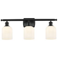 Ballston Bridal Veil 3 Light 25" Bath Vanity Matte Black Gloss White Shade