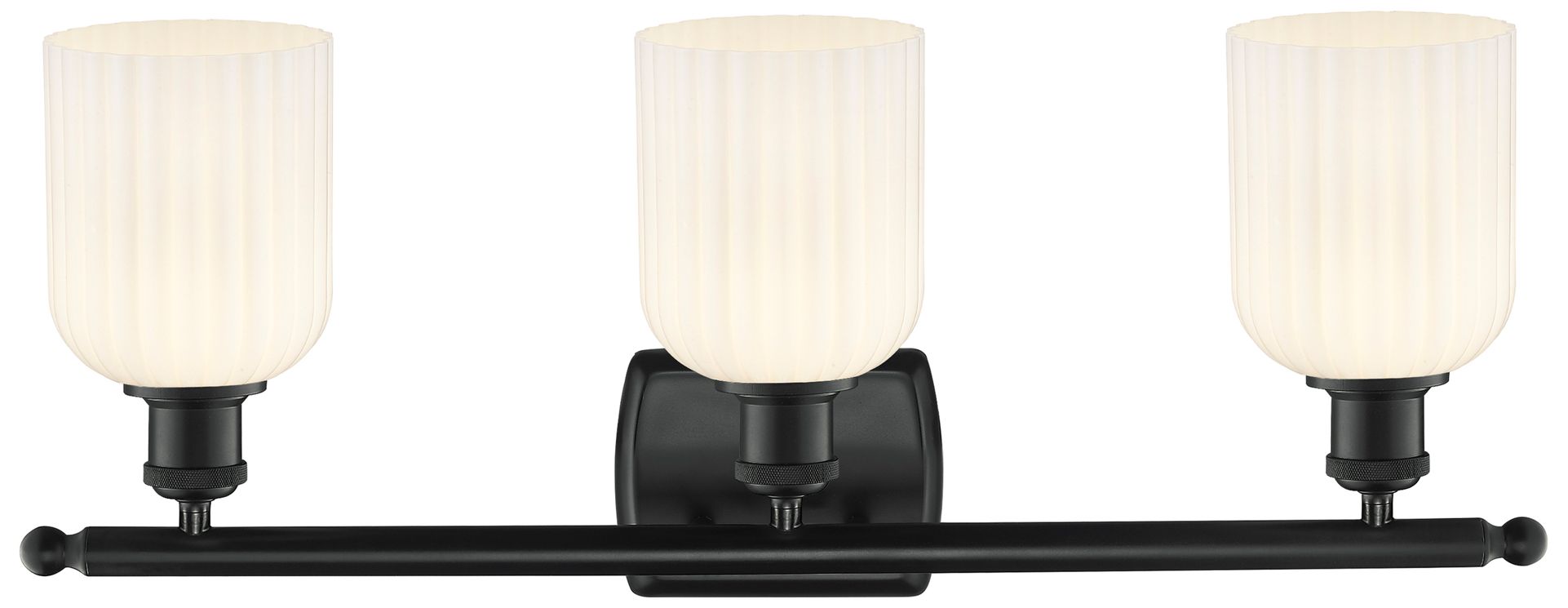 Image 2 Ballston Bridal Veil 3 Light 25" Bath Vanity Matte Black Gloss White Shade more views