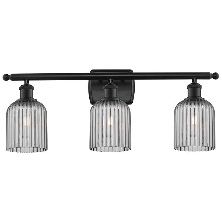 Image 1 Ballston Bridal Veil 3 Light 25" Bath Vanity Matte Black Light Smoke Shade