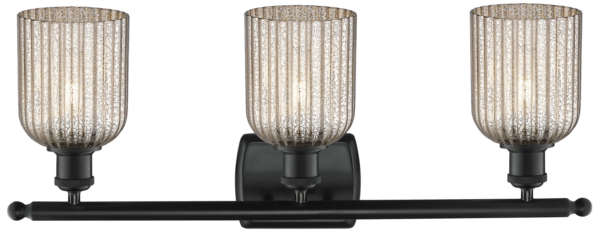 Image 2 Ballston Bridal Veil 3 Light 25" Bath Vanity Matte Black Mercury Shade more views