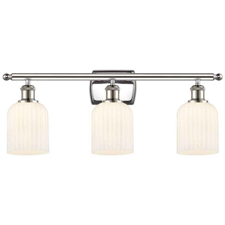Image 1 Ballston Bridal Veil 3 Light 25" Bath Vanity Nickel Gloss White Shade