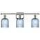 Ballston Bridal Veil 3 Light 25" Bath Vanity Nickel Princess Blue Shade
