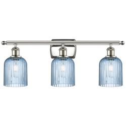 Ballston Bridal Veil 3 Light 25" Bath Vanity Nickel Princess Blue Shade