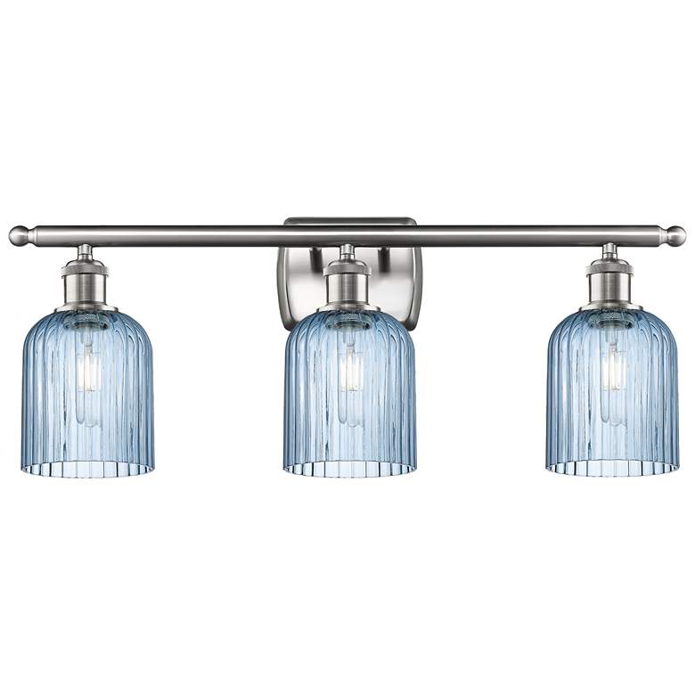 Image 1 Ballston Bridal Veil 3 Light 25" Bath Vanity Nickel Princess Blue Shade