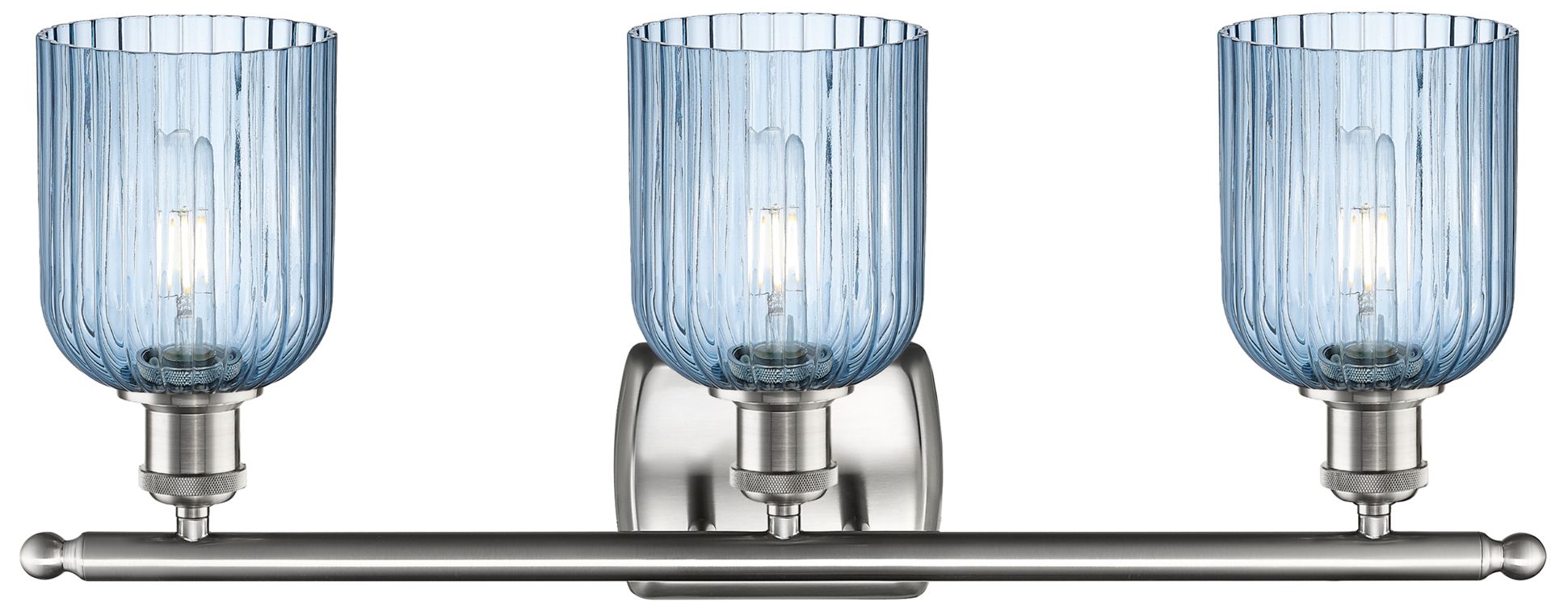 Image 2 Ballston Bridal Veil 3 Light 25" Bath Vanity Nickel Princess Blue Shade more views
