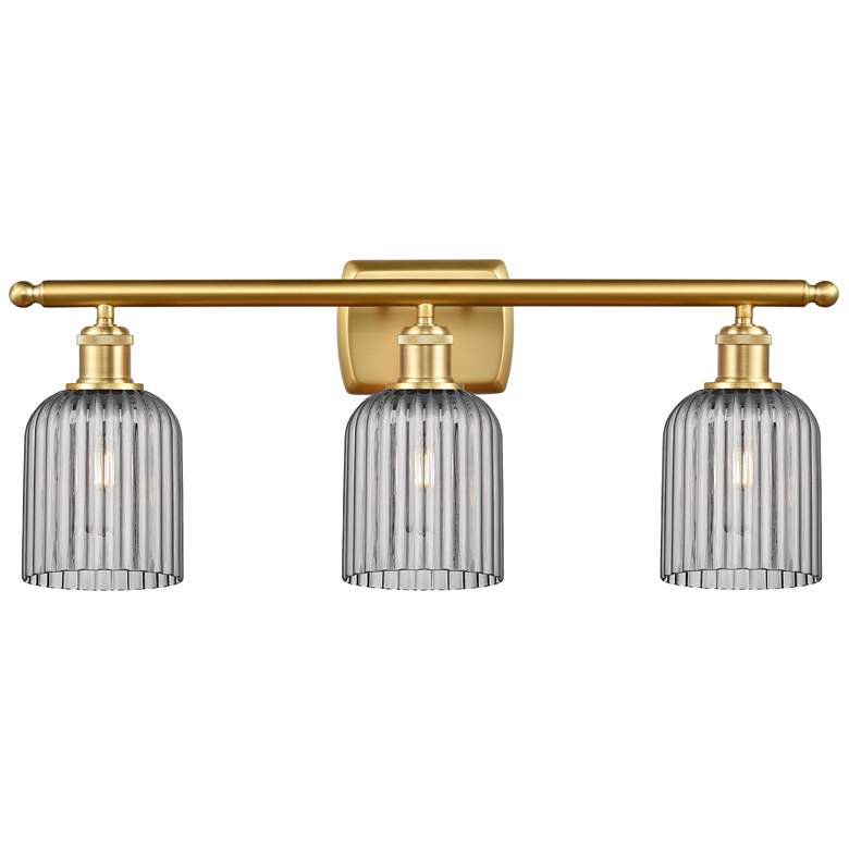 Image 1 Ballston Bridal Veil 3 Light 25" Bath Vanity Satin Gold Light Smoke Shade