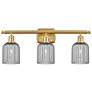 Ballston Bridal Veil 3 Light 25" Bath Vanity Satin Gold Light Smoke Shade