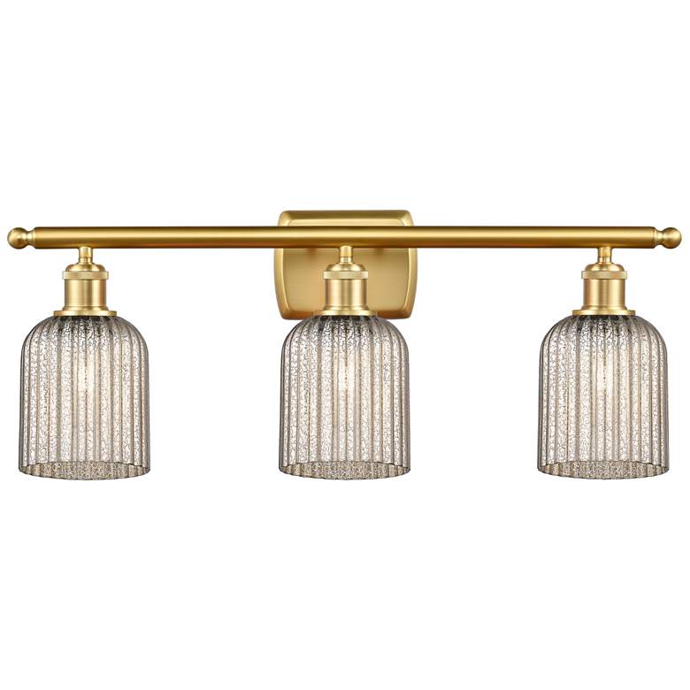 Image 1 Ballston Bridal Veil 3 Light 25" Bath Vanity Satin Gold Mercury Shade