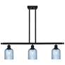 Ballston Bridal Veil 3 Light 36" Stem Hung Island Light Black & Blue Shade