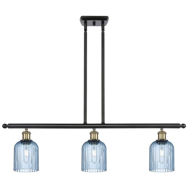 Image 1 Ballston Bridal Veil 3 Light 36" Stem Hung Island Light Black Brass & Blue