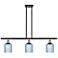 Ballston Bridal Veil 3 Light 36" Stem Hung Island Light Black Brass & Blue