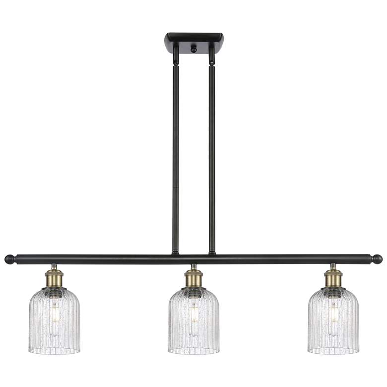 Image 1 Ballston Bridal Veil 3 Light 36" Stem Hung Island Light Black Brass & Seedy