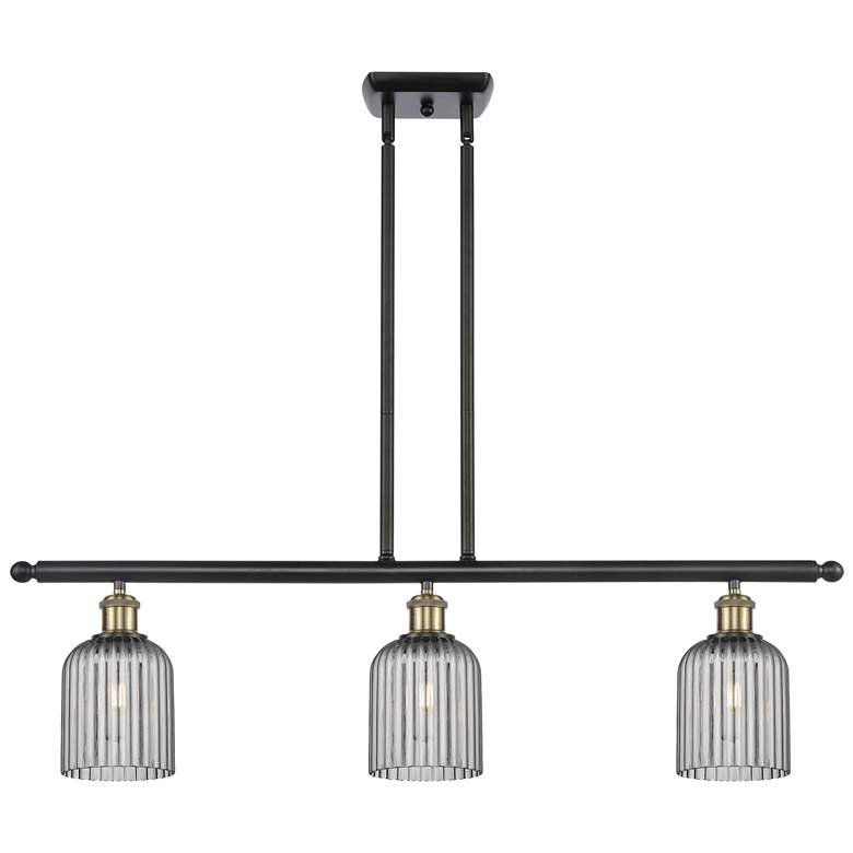 Image 1 Ballston Bridal Veil 3 Light 36" Stem Hung Island Light Black Brass & Smoke