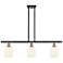 Ballston Bridal Veil 3 Light 36" Stem Hung Island Light Black Brass & White