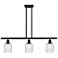 Ballston Bridal Veil 3 Light 36" Stem Hung Island Light Black & Seedy Shade