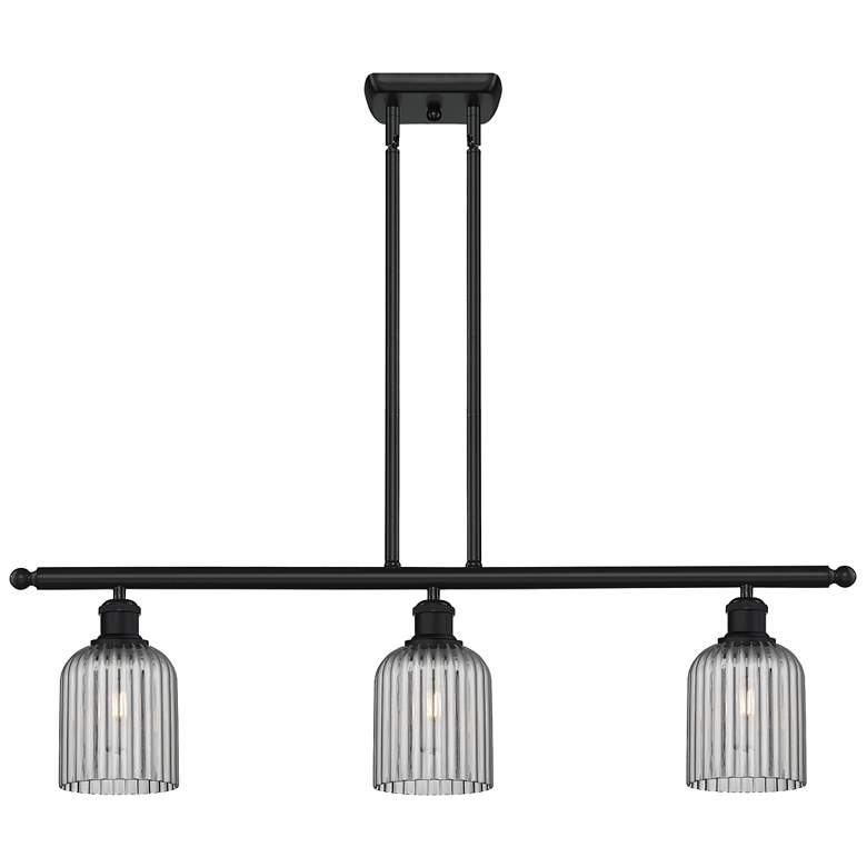 Image 1 Ballston Bridal Veil 3 Light 36" Stem Hung Island Light Black & Smoke Shade