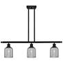 Ballston Bridal Veil 3 Light 36" Stem Hung Island Light Black & Smoke Shade