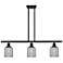 Ballston Bridal Veil 3 Light 36" Stem Hung Island Light Black & Smoke Shade