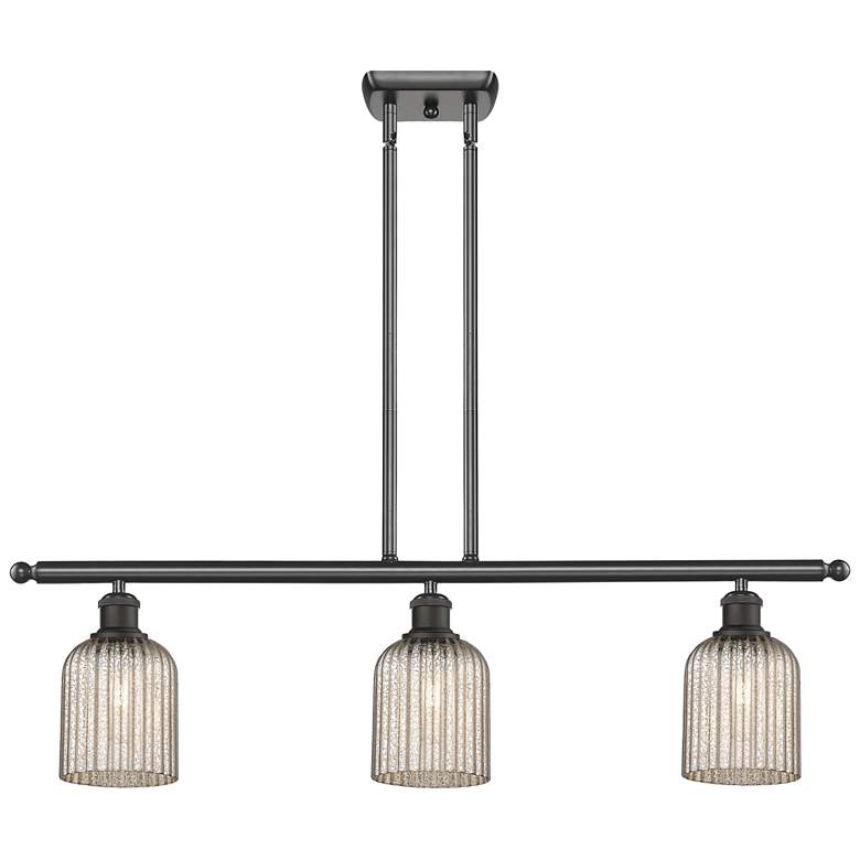 Image 1 Ballston Bridal Veil 3 Light 36" Stem Hung Island Light Bronze & Mercury
