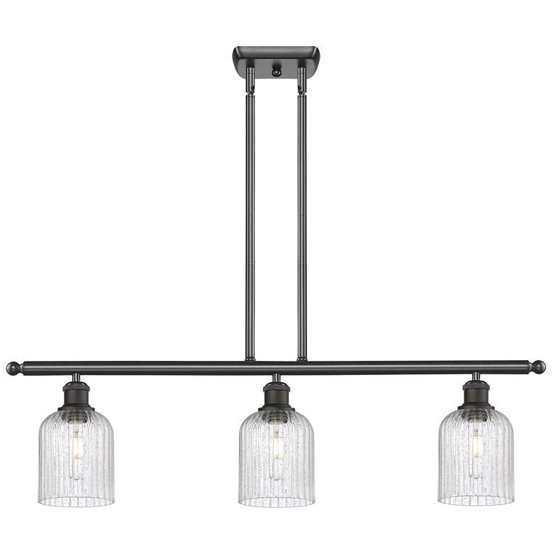 Image 1 Ballston Bridal Veil 3 Light 36" Stem Hung Island Light Bronze Seedy Shade