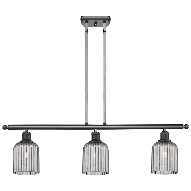 Image 1 Ballston Bridal Veil 3 Light 36" Stem Hung Island Light Bronze & Smoke