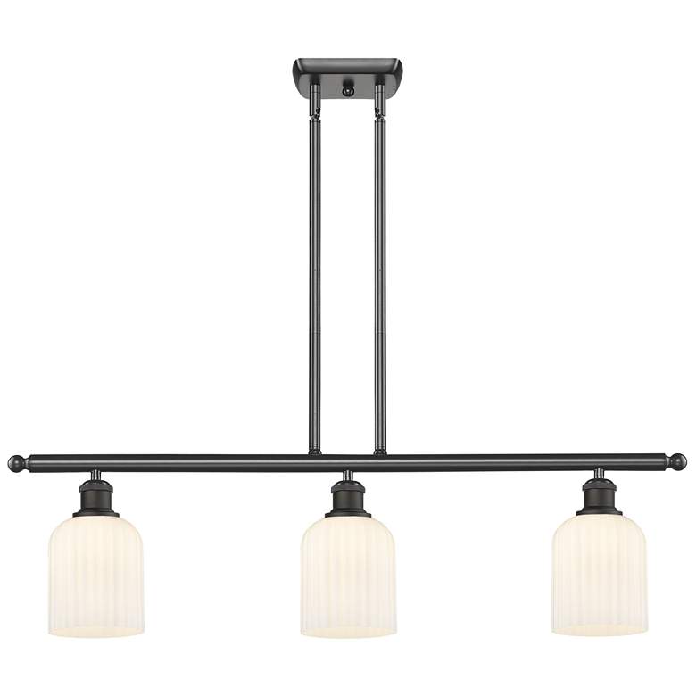 Image 1 Ballston Bridal Veil 3 Light 36" Stem Hung Island Light Bronze & White