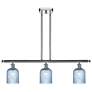 Ballston Bridal Veil 3 Light 36" Stem Hung Island Light Chrome Blue Shade