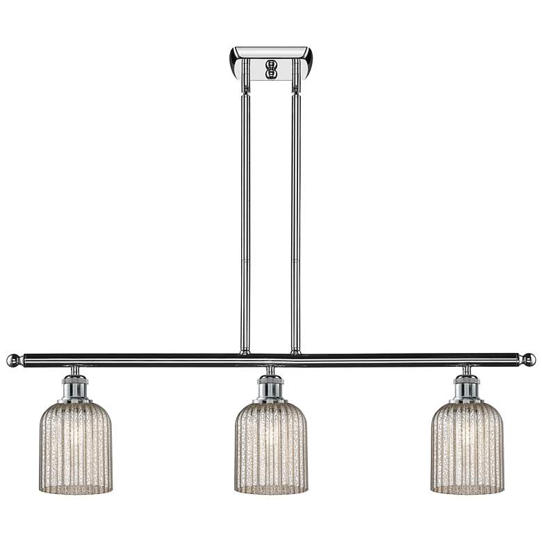Image 1 Ballston Bridal Veil 3 Light 36" Stem Hung Island Light Chrome & Mercury