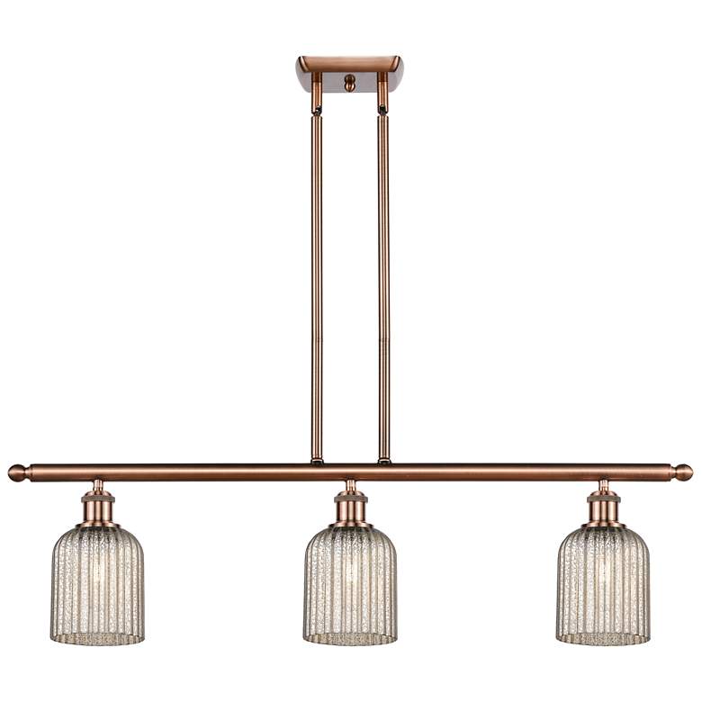 Image 1 Ballston Bridal Veil 3 Light 36" Stem Hung Island Light Copper & Mercury