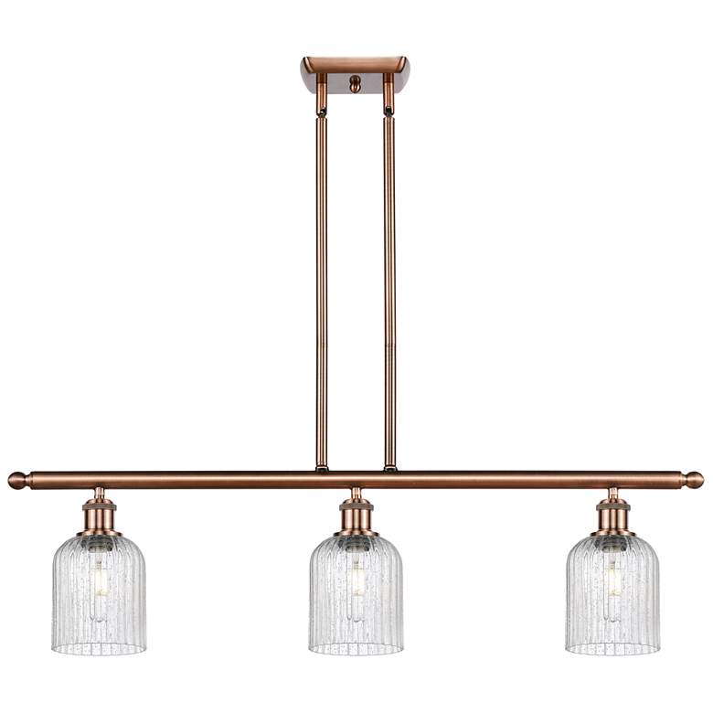 Image 1 Ballston Bridal Veil 3 Light 36" Stem Hung Island Light Copper Seedy Shade