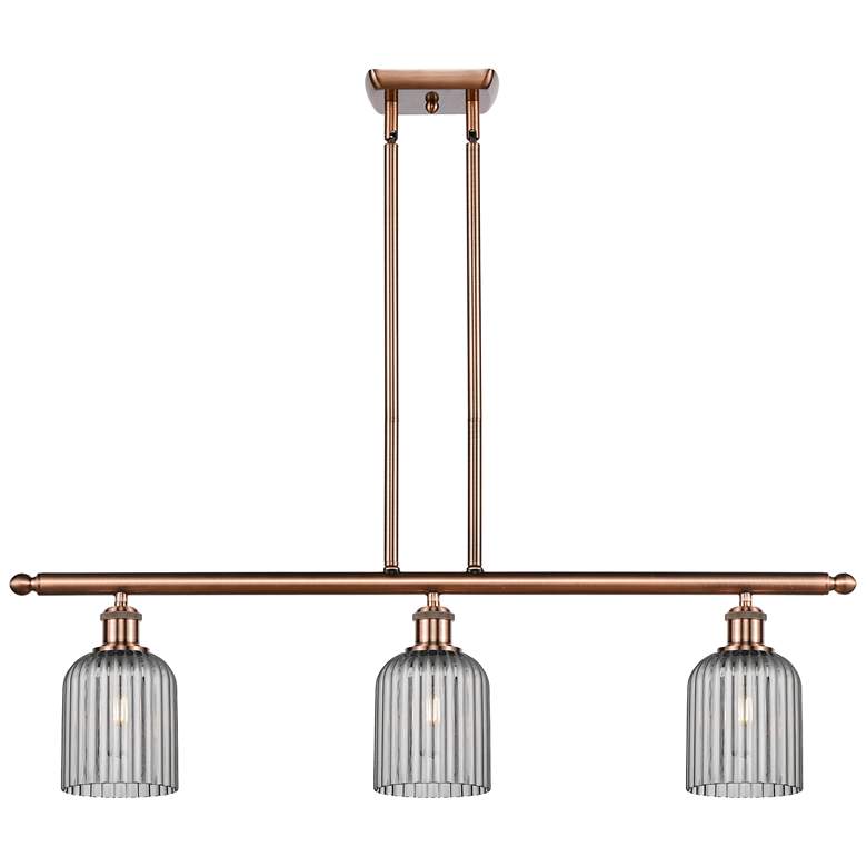 Image 1 Ballston Bridal Veil 3 Light 36" Stem Hung Island Light Copper Smoke Shade