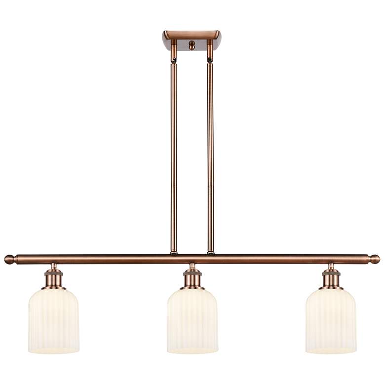 Image 1 Ballston Bridal Veil 3 Light 36" Stem Hung Island Light Copper White Shade