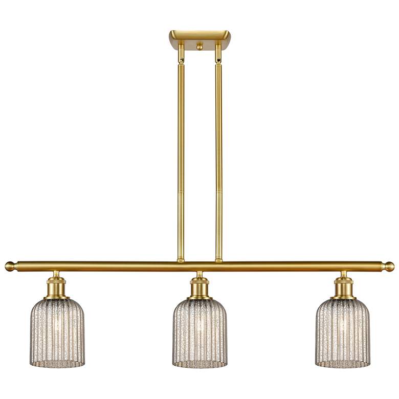 Image 1 Ballston Bridal Veil 3 Light 36" Stem Hung Island Light Gold Mercury Shade