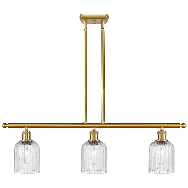 Image 1 Ballston Bridal Veil 3 Light 36" Stem Hung Island Light Gold Seedy Shade