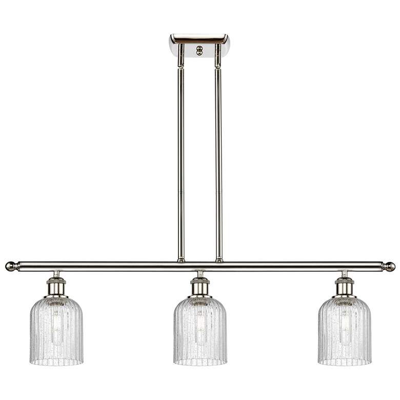 Image 1 Ballston Bridal Veil 3 Light 36" Stem Hung Island Light Nickel Seedy Shade