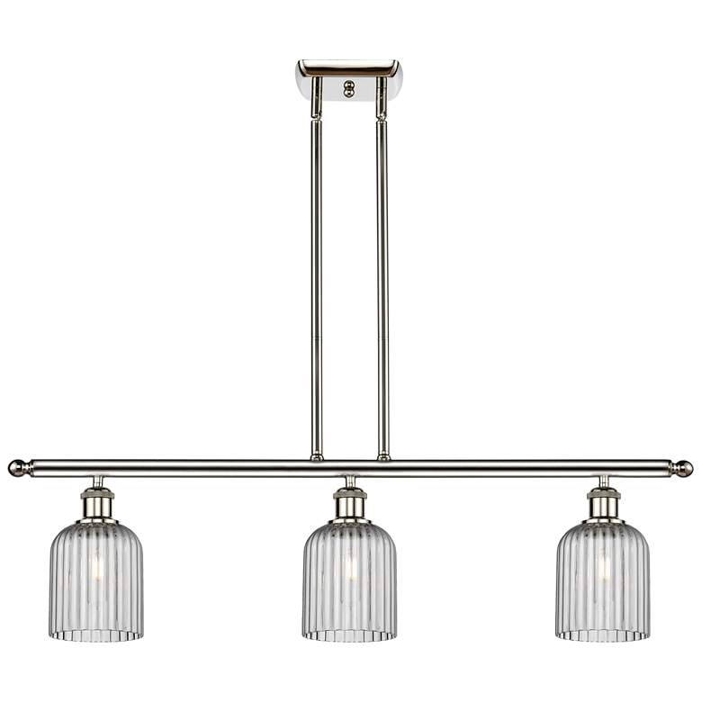 Image 1 Ballston Bridal Veil 3 Light 36" Stem Hung Island Light Nickel & Smoke