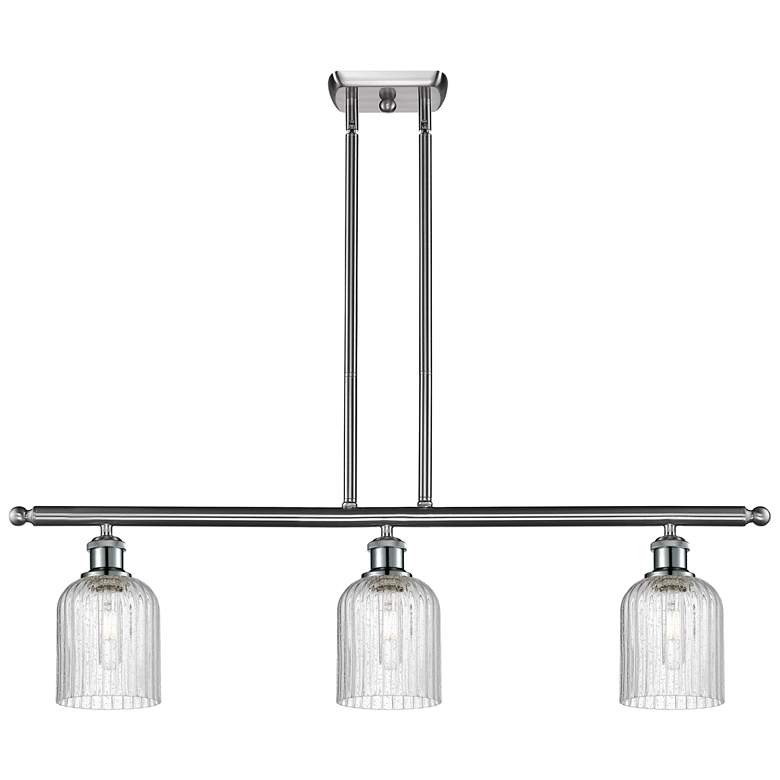 Image 1 Ballston Bridal Veil 3 Light 36" Stem Hung Island Light Satin Nickel Seedy