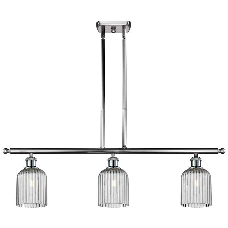 Image 1 Ballston Bridal Veil 3 Light 36" Stem Hung Island Light Satin Nickel Smoke