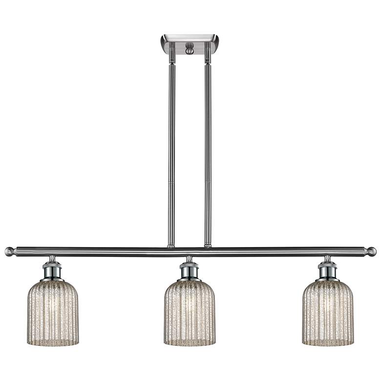 Image 1 Ballston Bridal Veil 3 Light 36" Stem Hung Island Light Satin Nickel