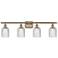 Ballston Bridal Veil 35"W 4-Light Antique Brass Bath Light w/ Clear Sh