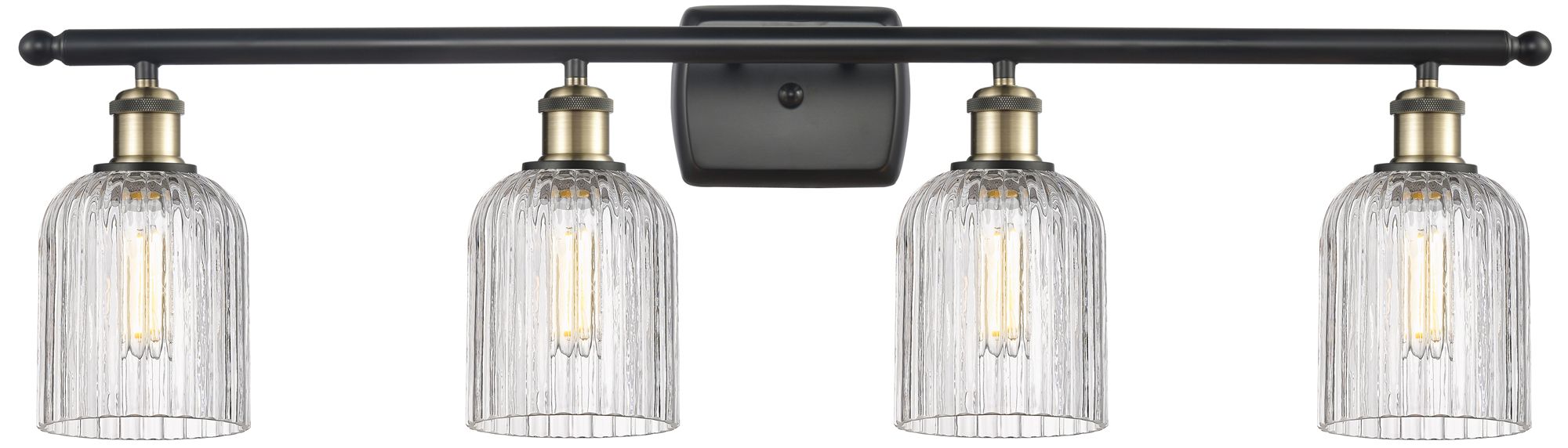 Ballston Bridal Veil 35"W 4-Light Black Brass Bath Light w/ Clear Shad