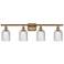 Ballston Bridal Veil 35"W 4-Light Brushed Brass Bath Light w/ Clear Sh