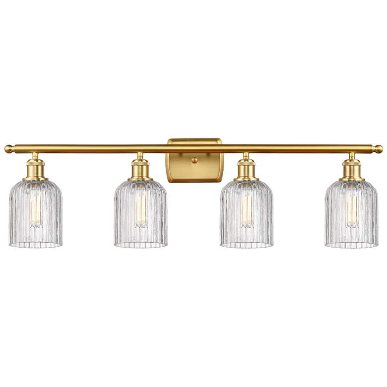 Image 1 Ballston Bridal Veil 35"W 4-Light Gold Bath Vanity Light w/ Clear Shad