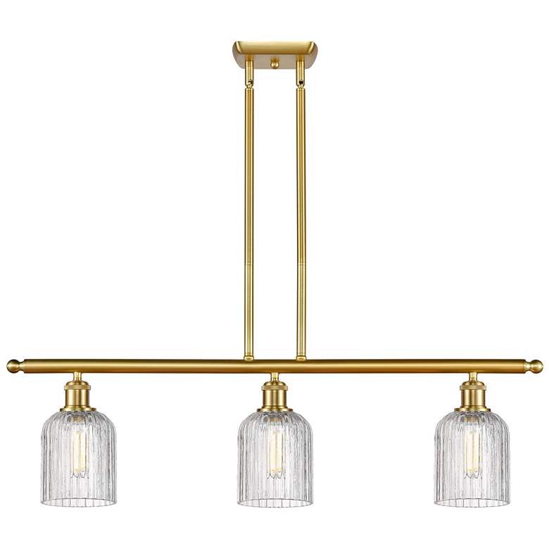 Image 1 Ballston Bridal Veil 36"W 3-Light Gold Stem Island Light w/ Clear Shad
