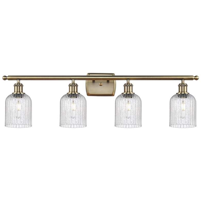 Image 1 Ballston Bridal Veil 4 Light 35" Bath Vanity Antique Brass Seedy Shade