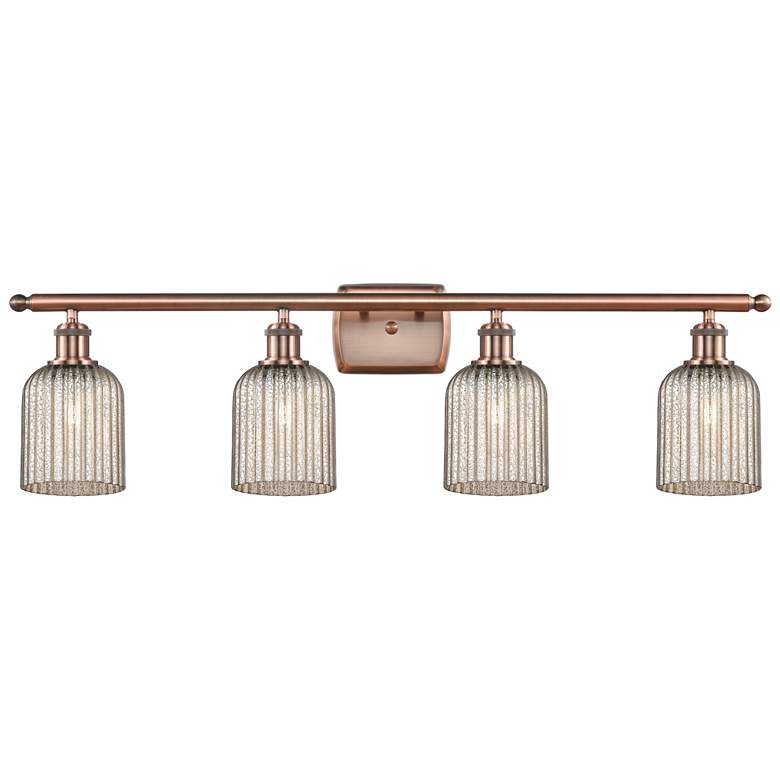 Image 1 Ballston Bridal Veil 4 Light 35" Bath Vanity Antique Copper Mercury Shade